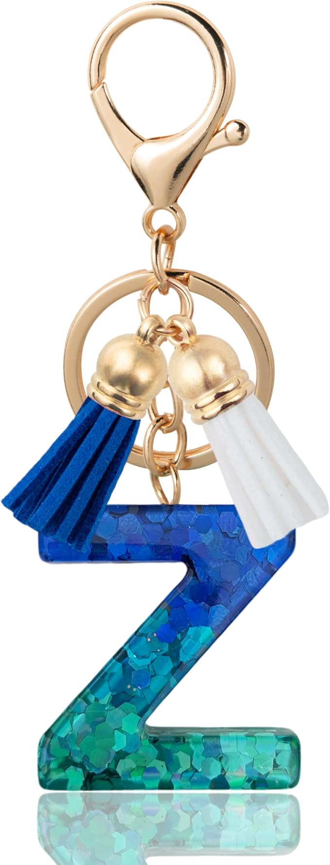 Initial Letter Keychain Cute Resin with 2 PU Tassel, Letter Keychain for Backpack Charms, Initial Keychains for Women