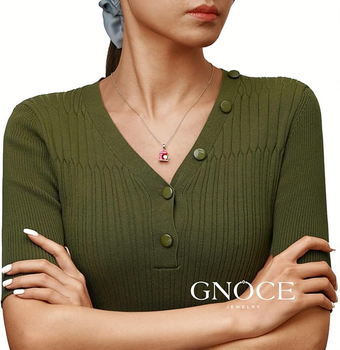 GNOCE Baker's Mixer Pendant Charms 925 Sterling Silver Dangle Charm for Bracelet Jewelry Gift For Women Wife Fit Snake Chain Bracelets
