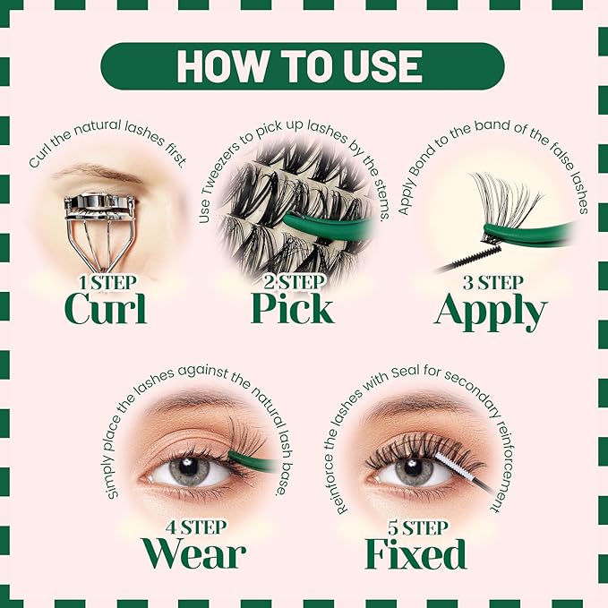 KEYYOU DIY Lash Extension Kit 280pcs Individual Lashes D Curl Eyelash Extension Kit 30D+40D 9-16Mix Lash Clusters with Lash Bond and Seal and Lash Applicator for DIY at Home(KIT-30D40D-0.07D-9-16MIX)