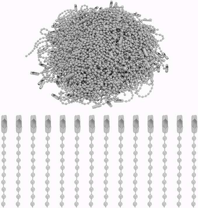 uxcell 220pcs Metal Ball Bead Chain, 100mm Long Bead Connector Clasp Dog Tag Hanging Chain for Key Chains Tags Craft Projects Jewelry Making, Gray