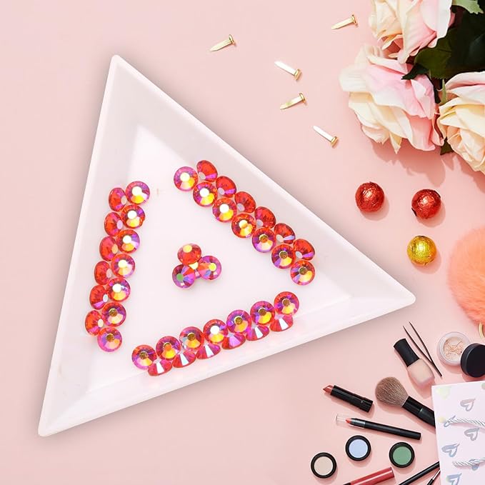 Jollin Glue Fix Crystal Flatback Rhinestones Glass Diamantes Gems for Nail Art Crafts Decorations Clothes Shoes(ss5 2880pcs, Red AB)