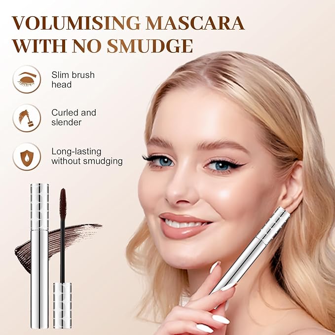 Mascara for Older Women 60 Plus, 2025 New Mascara Volume and Length for Mature Women with Thinning Lashes, Non Clumping Waterproof Long Wear (Brown)