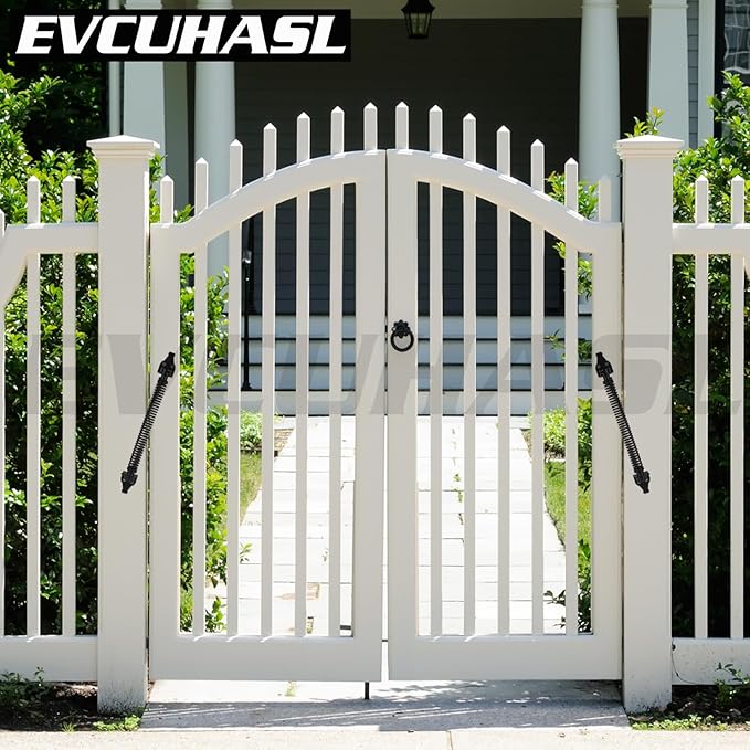 14" Gate Spring Self Closing Heavy Duty Outdoor Door Spring Automatic Metal Gate Closure Hardware with Adjustable Tool for Wooden and Vinyl Fence(Black, 2 Pack)