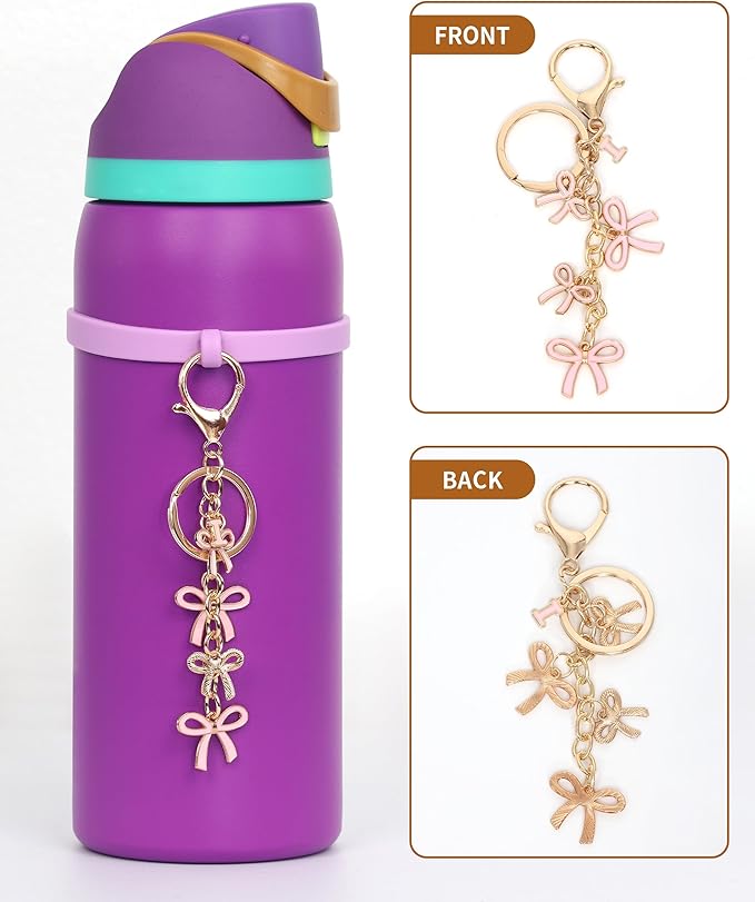 Bow Purse Charms Keychain - Pink Bow Alphabet Letter Key Chain, Bag Charms Wallet