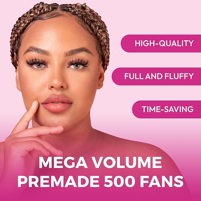 Eyesy Lash 500 Promade Fans - Volume Premade Lash Fans for Eyelash Extensions Pointy Base Handmade Loose Pre Made Eyelashes Middle Stem Soft and Lightweight (12D 0.03 CC 12mm)