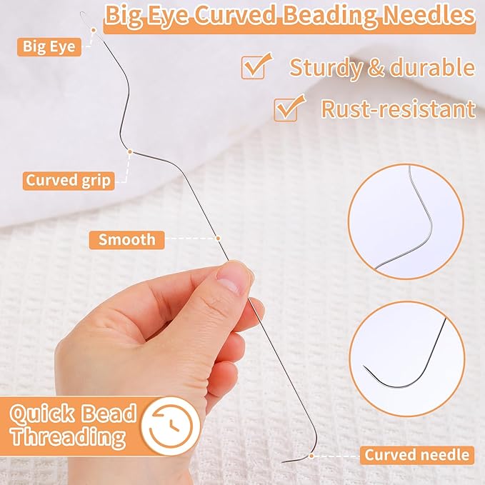 GarfxG 36 Pcs Beading Needles Set, 2 Bead Spinner Needles, 15 Big Eye Seed Needles, 15 Straight Beading Needles and Threaders for Beading, Sequin Embroidery Crafting DIY