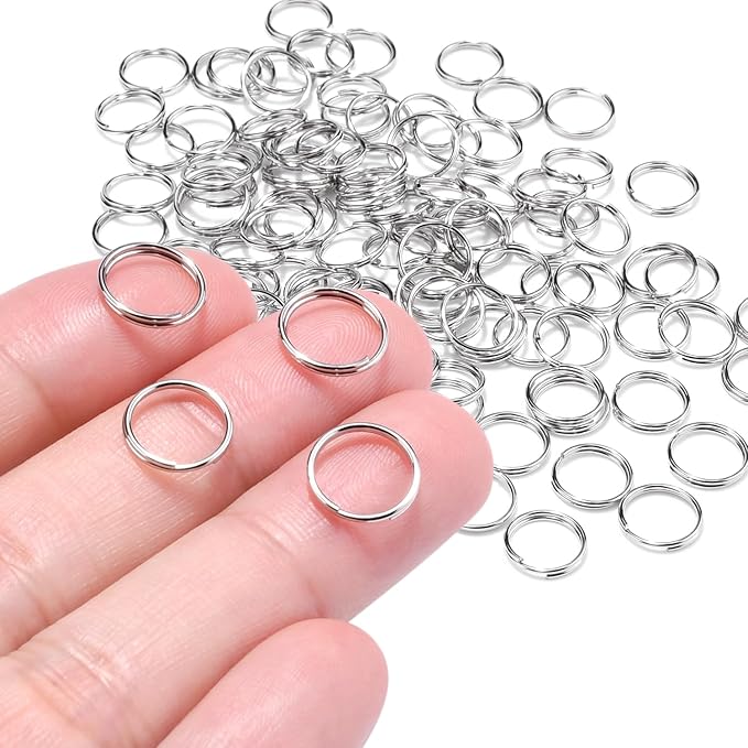 100PCS 10mm Mini Split Ring for Keychains, Double Loops Split Jump Rings Jewelry Making Necklaces Bracelets Earrings Metal Tiny Small Key Ring for Pet Collar Tag, Luggage Tag DIY Craft Accessories