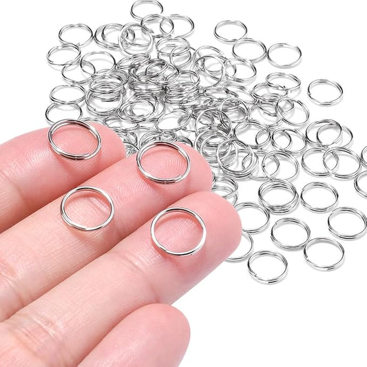100PCS 10mm Mini Split Ring for Keychains, Double Loops Split Jump Rings Jewelry Making Necklaces Bracelets Earrings Metal Tiny Small Key Ring for Pet Collar Tag, Luggage Tag DIY Craft Accessories