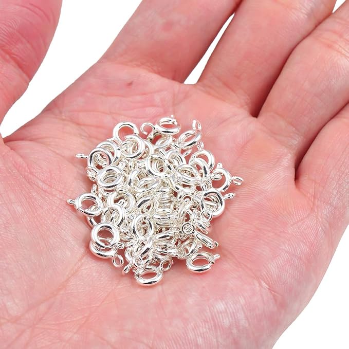 Copper Spring Clasps 6mm Silver Plated Claw Clasps for DIY Jewelry Making 150pcs