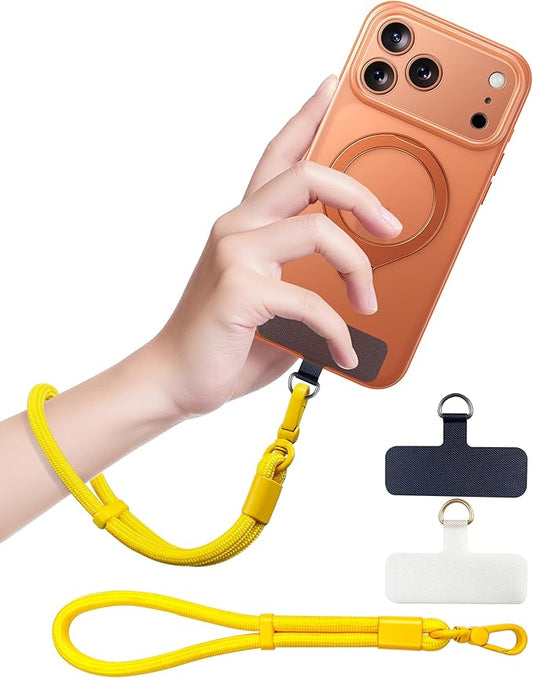 Phone Lanyard, Phone Wrist Strap for Cellphone Case, Adjustable Cell Phone Strap with 2 Tether Tabs for All Smartphones, Yellow