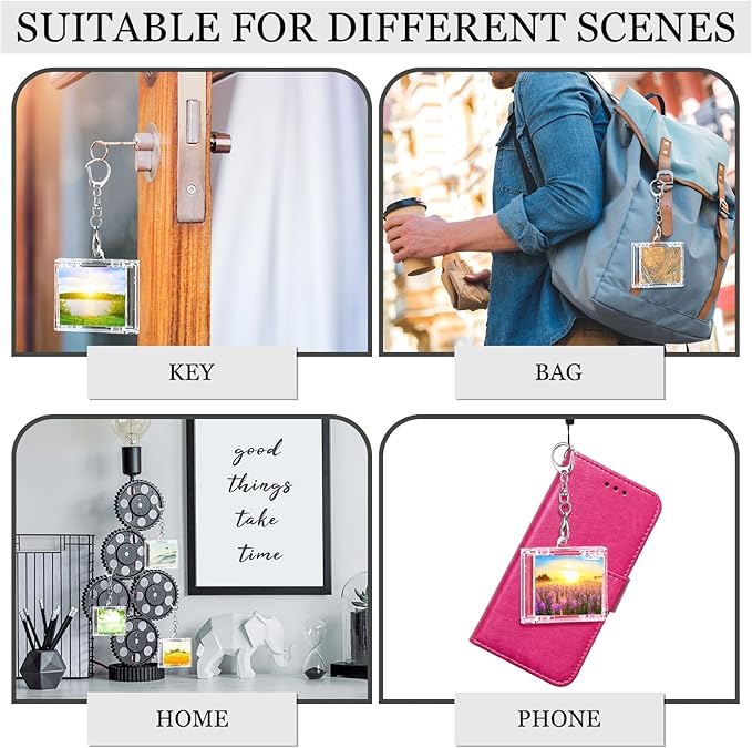Misdary 10 Pcs Mini Cd Holder Keychain Album Case Plastic Player Shaped Key Pendant Blank DVD Case Clear CD Jewel Keyring for DIY