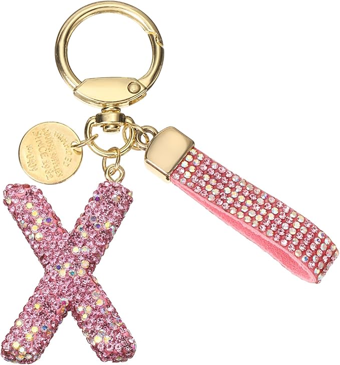 PATIKIL Initial Letter Keychain, Cute Sparkly Rhinestone Key Chain Alphabet Charm for Car Keys Handbags Purse