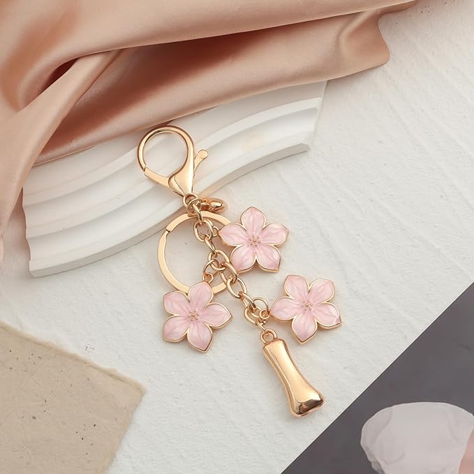 Snycler Bubble Initial Keychain Graceful Flower for bags car remote–A-Z Letter Charms for Women