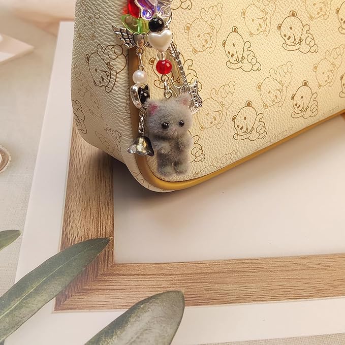 Cute Pink Keychain,Fuzzy Cat Keychain Aesthetic Y2K KeychainStylish KeychainsAccessories