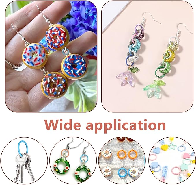 300 Pcs Colored Jump Rings 10mm Iron Metal Jump Rings Close O Ring Connectors Jewelry DIY Findings for Jewelry Keychain Choker Earring Necklaces Bracelet Making