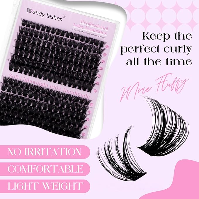 Lash Clusters 80D 100D Wispy Individual Lashes 280PCS D-Curly Volume Lash Extensions 10-18mm Natural DIY Cluster Lashes for Beginners(80D+100D,10-18mm,0.07D)