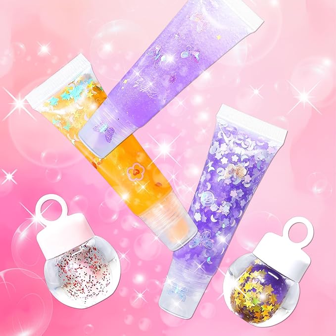WhizToys DIY Lip Gloss Making Kit 74Pcs Beginner Make Your Own Makeup Kit with Squeeze Empty Tubes,Clear Base,Pigment,Birthday, Christmas Gift for Women