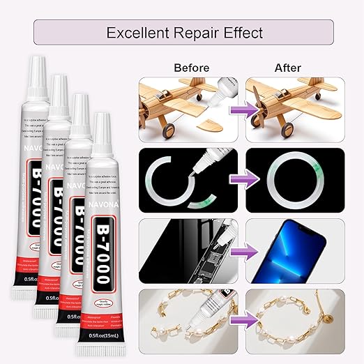 50 PCS 15ml B7000 Glue Clear with Precision Tip, Rhinestone Glue for Nail, B-7000 Glues for Craft Glues, Jewelry Making, Nail Art, DIY, Makeup, Shoes