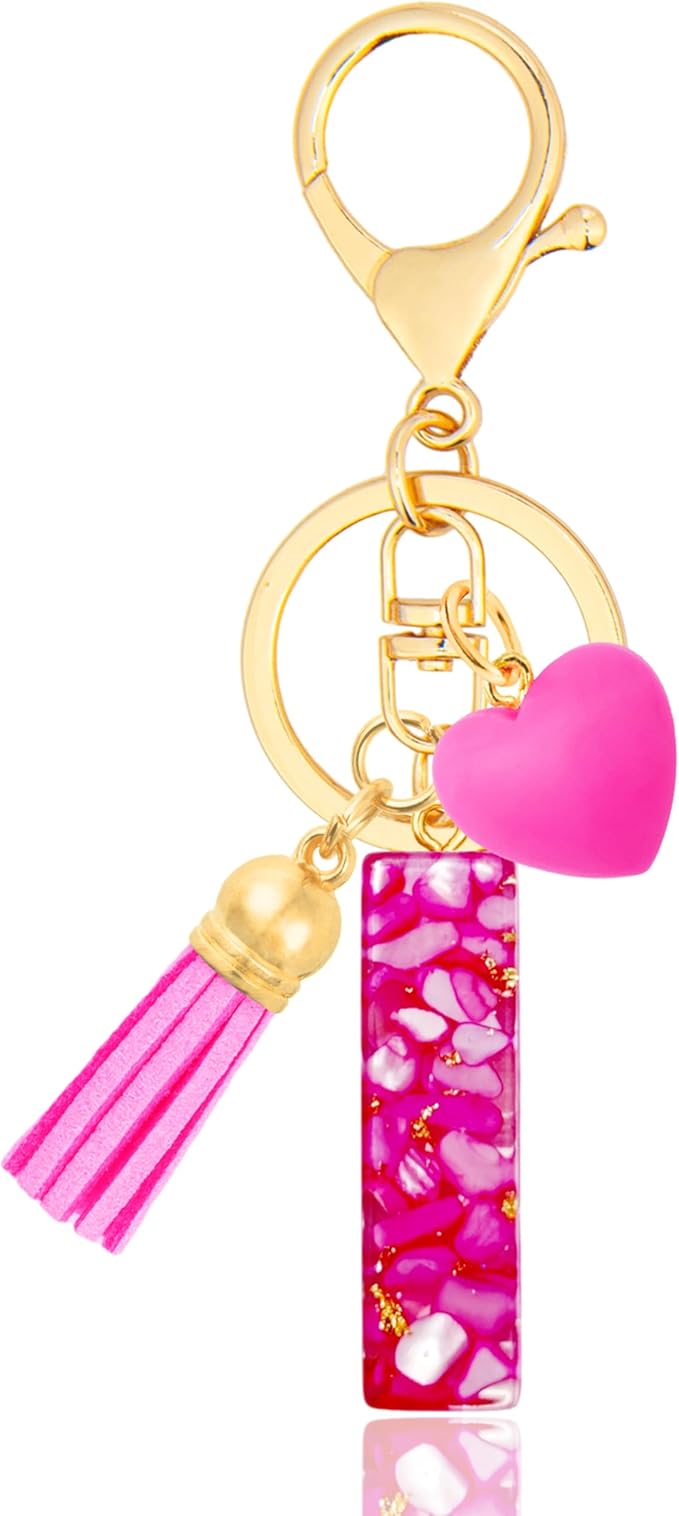 Initial Keychains for Women with Cute Heart Resin - Alphabet Letter Keychain for Bag, Backpacks, Purse or Car key
