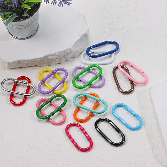 32Pcs Colorful Carabiner Clips,Oval Spring Clips Keychain Clip,Cute Carabiner Aluminum Hook Accessories Snap Link Key Chain Ring Hook