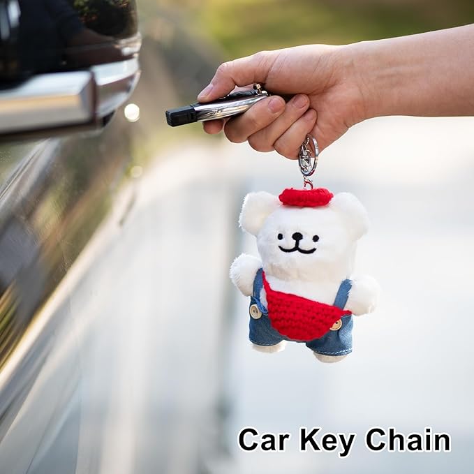 YOU WIZV Cute Dog Plush Keychain for Women - Kawaii Stuffed Animal Charm for Purse, Backpack & Bag Accessories