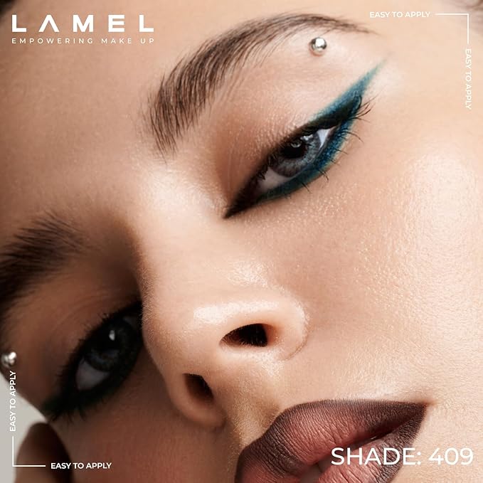 Lamel Emerald Eyeliner, Ultra Long Lasting Gel Eyeliner Pencil, Waterproof Eye Liner, Smudge Proof, Creamy Eye Pencil, Sweat Proof Makeup, Highly-Pigmented, Blue Green (409 Shade)