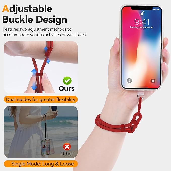 Phone Wrist Strap with 2 Phone Tether Tab, 2 Pack Adjustable Anti-Theft Cell Phone Lanyard for Travel & Outdoors