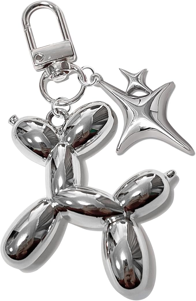 LAEKOU Cute Star Balloon Dog Keychain, Y2K Bag Charms Keychains Accessories for Women, Aesthetic Key Chain