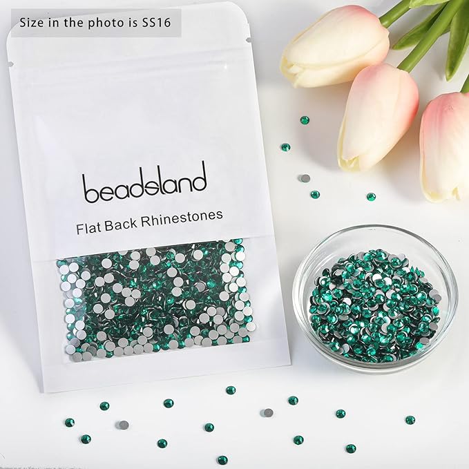 Beadsland Flat Back Crystal Rhinestones Round Gems for Nail Art and Craft Glue Fix, Blue Zircon, 3.8-4.0mm, SS16/1440pcs
