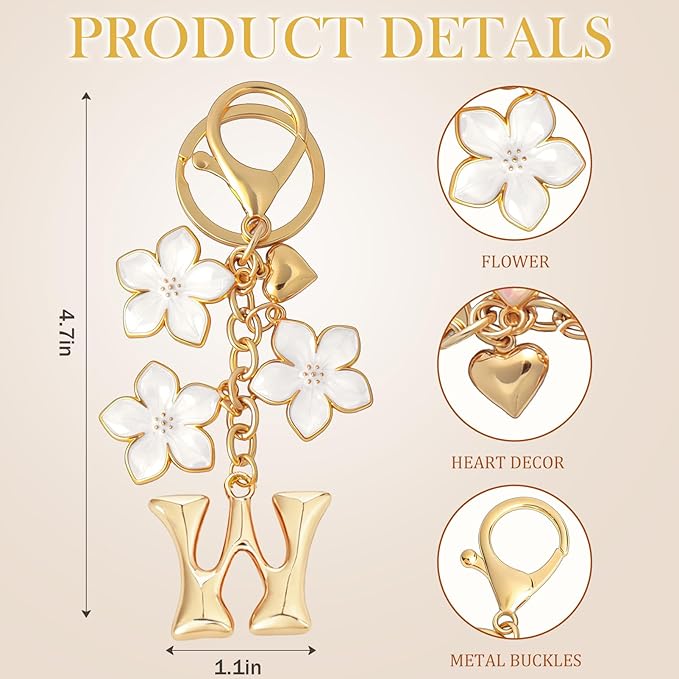 Snycler Bubble Initial Keychain Graceful Flower for bags car remote–A-Z Letter Charms for Women