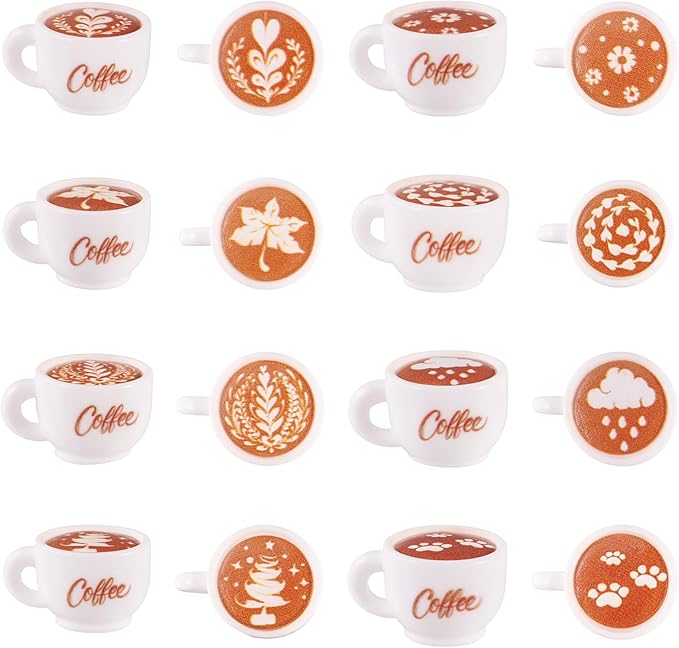 Craftdady 24pcs Mini Coffee Cup Resin Dollhouse Miniature Drink Food Coffee Mug Lovely Tableware Coffees Hang Ornament for Home Decorations Doll Kitchen Play Accessories Jewelry Making