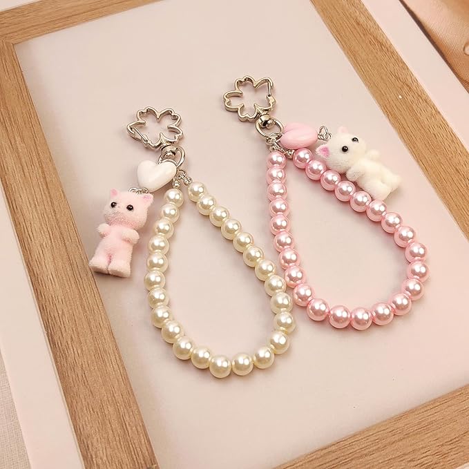 Cute Pink Keychain,Fuzzy Cat Keychain Aesthetic Y2K KeychainStylish KeychainsAccessories