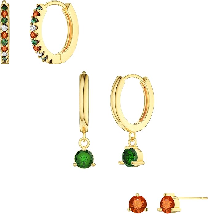 Freekiss 3 Pairs Gold Hoop Earrings Set: Dainty Stud Earrings Trendy Small 14K Gold Plated Hypoallergenic Dangle Cartilage Huggie Hoop Earrings for Women Gold Jewelry for Women Gifts