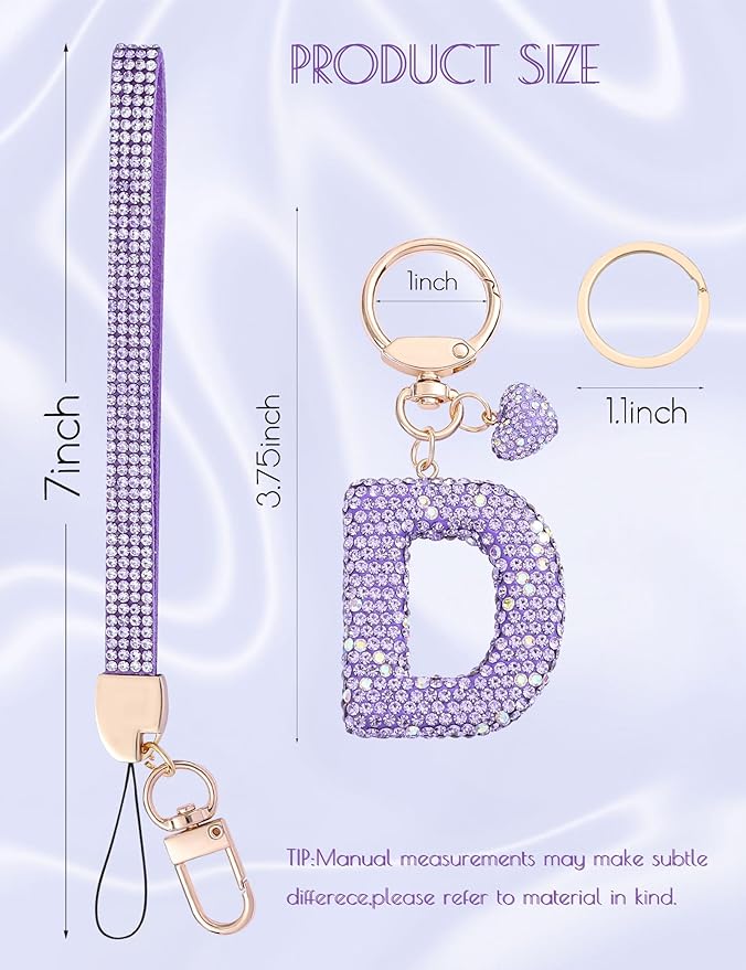 Initial Keychain for Women Girls,Bling Letter Key chain Initial with Heart,Pink Keychain Charms for Backpack Handbag