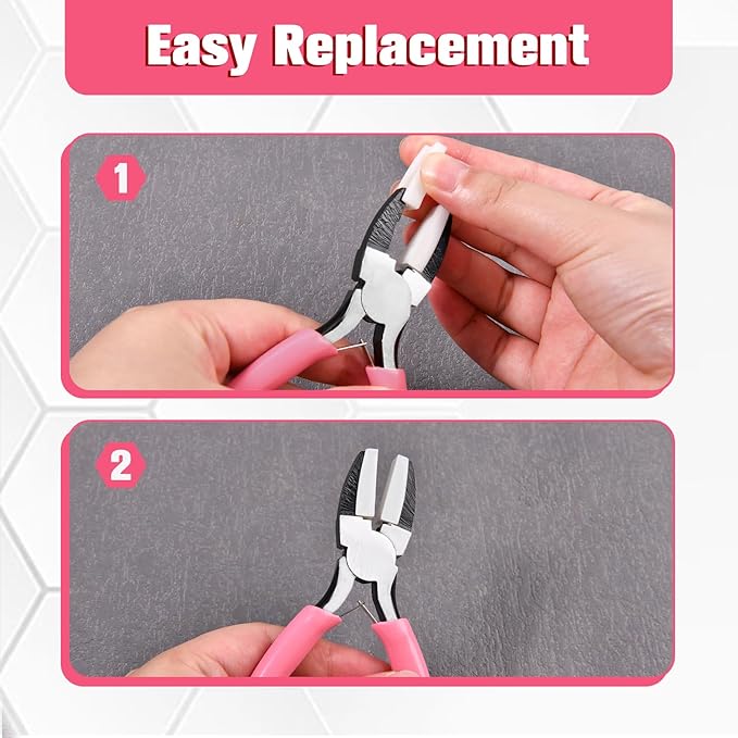 2 Pcs Jewelry Making Tools, Soft Jaw Plier with 6 in 1 Bail Making Plier 3mm to 10mm, Flat Nose Pliers with 2 Replacement Tips Wire Looping and Bending Pliers for Wire Wrapping Straightening