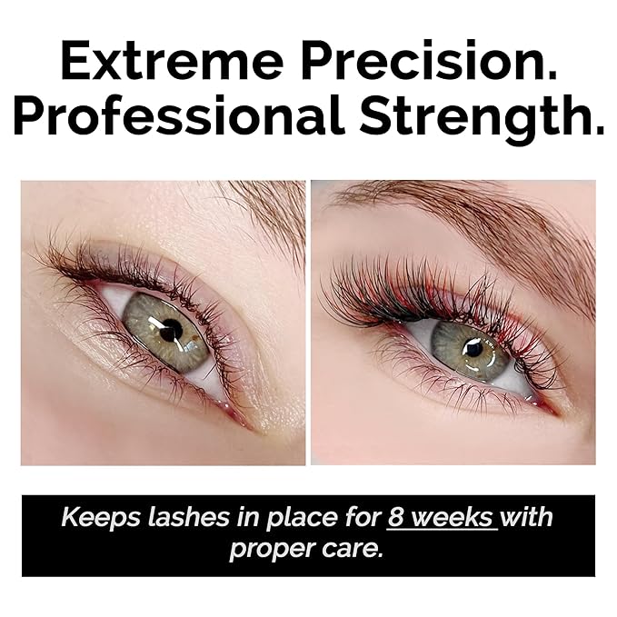 DLUX PROFESSIONAL Eyelash Extension Glue for Professionals - 8 Weeks Retention, 1 Sec Drying Time, Latex Free Semi Permanent Individual & Volume Lash Extension Glue Black