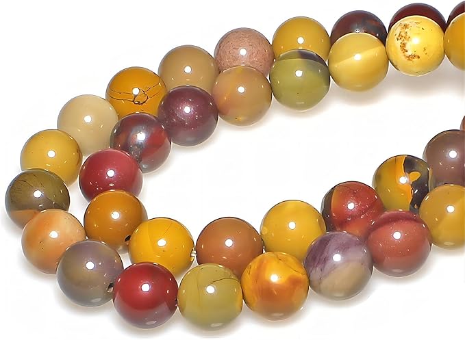 MJDCB Natural Stone Beads Moonkaite Jasper Egg Huangshi Round Loose Beads for Jewelry Making DIY Bracelet Necklace (6mm)