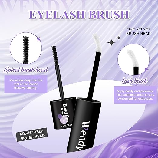 Wendy Upgraded Lash Cluster Glue: Lash Bond and Seal Pro Waterproof, Strong & Flexible Hold, Long-Lasting 72H, Gentle Low Odor, Quick-Dry, Eyelash Glue Bond Pro+Seal Pro（6ml+6ml）