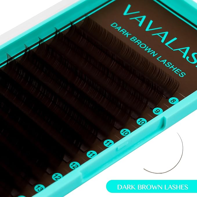 VAVALASH Colored Lash Extensions Dark Brown Eyelash Extensions 0.03 0.05 0.07 Volume Lash Extension 8-15mm Mixed Lashes C D Curl Premium color Lashes Extension(Dark Brown-0.03-C-8-15mm)