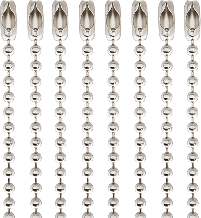 100-Pack 6-Inch Ball Chains with Connectors, 2.3mm Stainless Steel Beaded Chain for Dog Tags, Keychains, Crafts, ID Badges, Tags, Necklace Chains