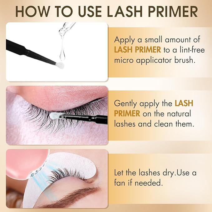 Miuffue Lash Primer for Eyelash Extensions, Pre-Treatment for Eyelash Extensions, Remove Oils & Proteins, Increase Adhesive Bonding Power Retention, Professional Use,0.5fl. oz (15ml)