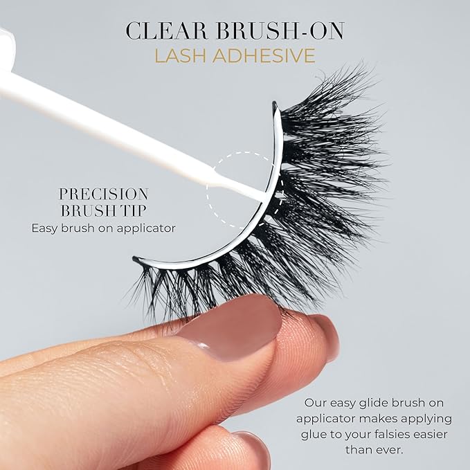 Lilly Lashes Clear Eyelash Glue - Brush On Lash Glue for False & Natural Lashes - Latex Free