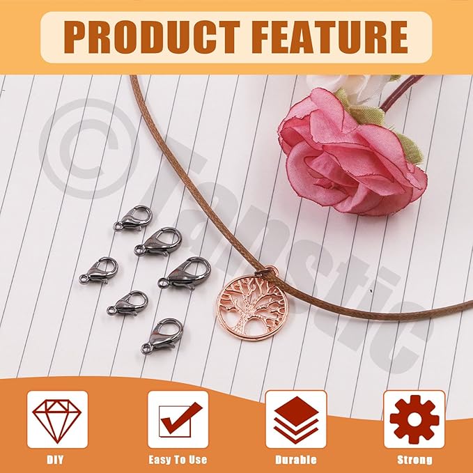 Tanstic 152Pcs 4 Colors 4 Sizes Lobster Claw Clasps Kit, 12mm, 14mm, 16mm, 18mm Alloy Small Jewelry Clasps Lobster Clasps for DIY Necklace Bracelet Jewelry Making