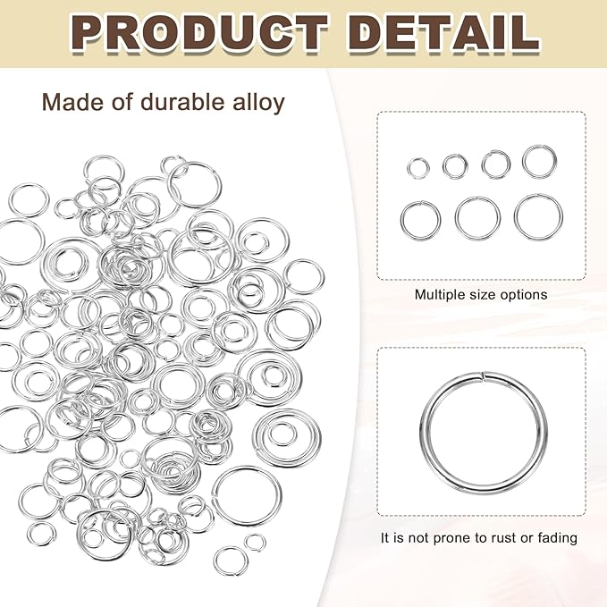 MECCANIXITY 1170Pcs Jump Rings for Jewelry Making, 7 Sizes Jewelry Making Kit with Jump Ring Opener & Pliers for Keychains Earings Repairing DIY Crafting Silver