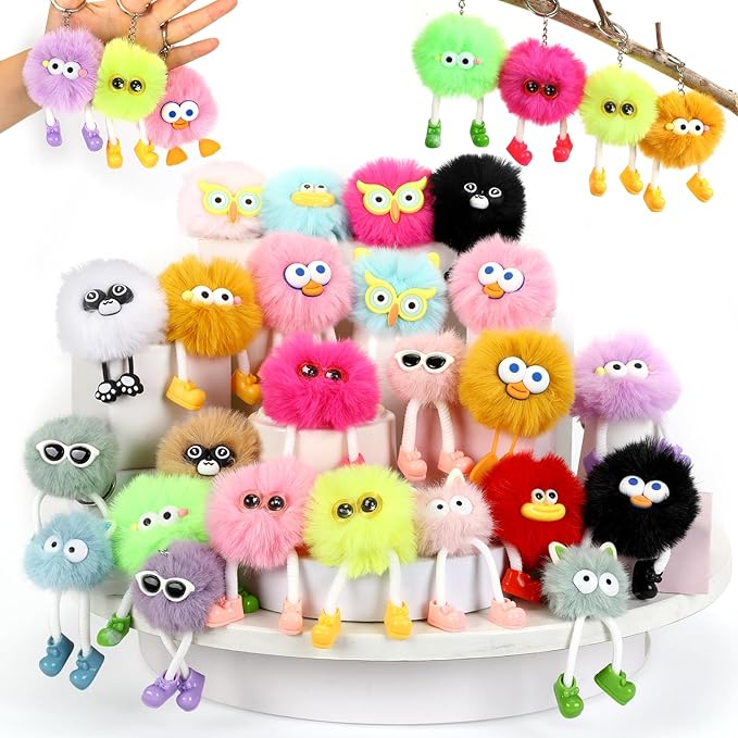 24 PACK Kids Keychains: Cute Key Chains For Classroom Prizes Treasure Box Toys Goodie Bag Pinata Stuffers Birthday Party Favors - Kids Valentines Day Gifts For School Classroom