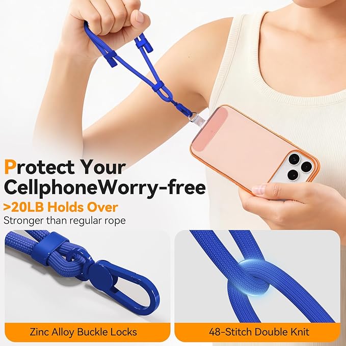 Phone Wrist Strap with 2 Phone Tether Tab, 2 Pack Adjustable Anti-Theft Cell Phone Lanyard for Travel & Outdoors