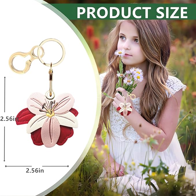 Leather Keychain Holder Case Compatible with AirTag,Cute Protective Cover with Keyring,Anti-Scratch Finder GPS Tracker Case for Wallet Keys,Bag,Pets(Flower C)