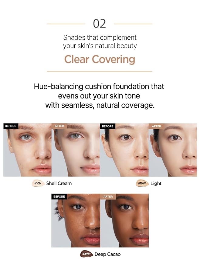 JUNG SAEM MOOL Essential Skin Nuder Cushion 23W Medium Deep 0.49 Fl Oz, No Refill, Natural Radiant Finish Cushion Foundation with Buildable Coverage, Lightweight Texture, Korean Foundation Makeup