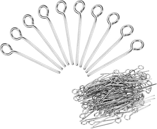 PATIKIL 300pcs Stainless Steel Eye Pins 0.6mm/24 Gauge 16mm Earring Flat Headpins for Jewelry Making Supplies Jewelry Findings, DIY Craft, Necklace, Silver