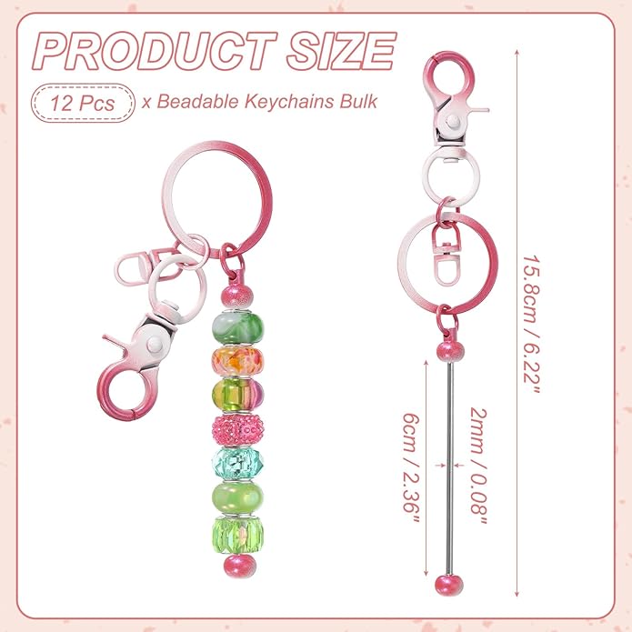 uxcell Beadable Keychain, Keychain Making Supplies, Blank Bead Metal Chain Bars for DIY Crafts Jewelry Making Gift
